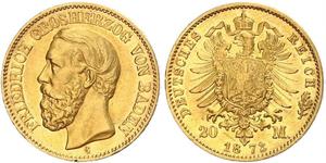 20 Mark Grand Duchy of Baden (1806-1918) Gold Friedrich I. (Baden, Großherzog) (1826 - 1907)