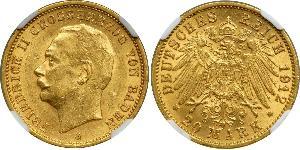 20 Mark Grand Duchy of Baden (1806-1918) Gold Friedrich II. (Baden, Großherzog) (1857 - 1928)