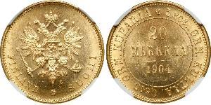 20 Mark Grand Duchy of Finland (1809 - 1917) / Russian Empire (1720-1917) Gold Alexander III (1845 -1894)