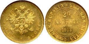 20 Mark Grand Duchy of Finland (1809 - 1917) / Russian Empire (1720-1917) Gold Alexander III (1845 -1894)