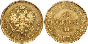 20 Mark Grand Duchy of Finland (1809 - 1917) / Russian Empire (1720-1917) Gold Alexander III (1845 -1894)