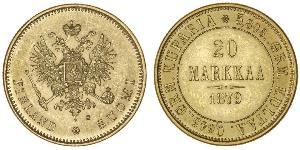 20 Mark Grand Duchy of Finland (1809 - 1917) / Russian Empire (1720-1917) Gold Alexander III (1845 -1894)