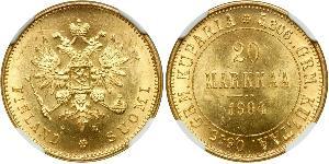 20 Mark Grand Duchy of Finland (1809 - 1917) / Russian Empire (1720-1917) Gold Alexander III (1845 -1894)