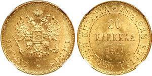 20 Mark Grand Duchy of Finland (1809 - 1917) / Russian Empire (1720-1917) Gold Alexander III (1845 -1894)