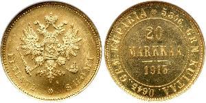 20 Mark Grand Duchy of Finland (1809 - 1917) / Russian Empire (1720-1917) Gold Alexander III (1845 -1894)