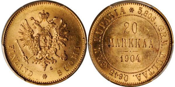 20 Mark Grand Duchy of Finland (1809 - 1917) / Russian Empire (1720-1917) Gold Alexander III (1845 -1894)