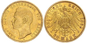 20 Mark Grand Duchy of Hesse (1806 - 1918) Gold Ernest Louis, Grand Duke of Hesse (1868 - 1937)