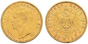 20 Mark Grand Duchy of Hesse (1806 - 1918) Gold Ernest Louis, Grand Duke of Hesse (1868 - 1937)