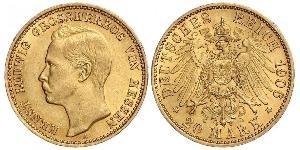 20 Mark Grand Duchy of Hesse (1806 - 1918) Gold Ernest Louis, Grand Duke of Hesse (1868 - 1937)