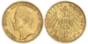 20 Mark Grand Duchy of Hesse (1806 - 1918) Gold Ernest Louis, Grand Duke of Hesse (1868 - 1937)