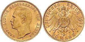 20 Mark Grand Duchy of Hesse (1806 - 1918) Gold Ernest Louis, Grand Duke of Hesse (1868 - 1937)