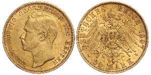 20 Mark Grand Duchy of Hesse (1806 - 1918) Gold Ernest Louis, Grand Duke of Hesse (1868 - 1937)