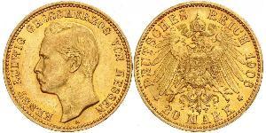 20 Mark Grand Duchy of Hesse (1806 - 1918) Gold Ernest Louis, Grand Duke of Hesse (1868 - 1937)