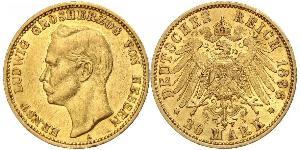 20 Mark Grand Duchy of Hesse (1806 - 1918) Gold Ernest Louis, Grand Duke of Hesse (1868 - 1937)