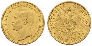 20 Mark Grand Duchy of Hesse (1806 - 1918) Gold Ernest Louis, Grand Duke of Hesse (1868 - 1937)