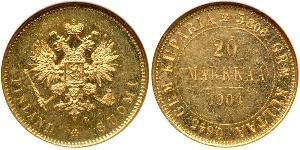 20 Mark Großfürstentum Finnland (1809 - 1917) / Russisches Reich (1720-1917) Gold Alejandro III (1845 -1894)