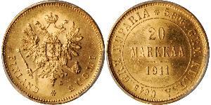 20 Mark Großfürstentum Finnland (1809 - 1917) / Russisches Reich (1720-1917) Gold Alejandro III (1845 -1894)