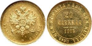 20 Mark Großfürstentum Finnland (1809 - 1917) / Russisches Reich (1720-1917) Gold Alejandro III (1845 -1894)