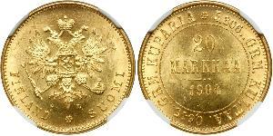 20 Mark Großfürstentum Finnland (1809 - 1917) / Russisches Reich (1720-1917) Gold Alejandro III (1845 -1894)