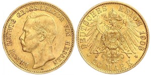 20 Mark Großherzogtum Hessen (1806 - 1918) Gold Ernst Ludwig (Hessen-Darmstadt, Großherzog) (1868 - 1937)