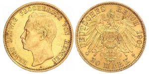 20 Mark Großherzogtum Hessen (1806 - 1918) Gold Ernst Ludwig (Hessen-Darmstadt, Großherzog) (1868 - 1937)