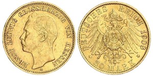 20 Mark Großherzogtum Hessen (1806 - 1918) Gold Ernst Ludwig (Hessen-Darmstadt, Großherzog) (1868 - 1937)