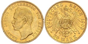 20 Mark Großherzogtum Hessen (1806 - 1918) Gold Ernst Ludwig (Hessen-Darmstadt, Großherzog) (1868 - 1937)