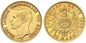 20 Mark Großherzogtum Hessen (1806 - 1918) Gold Ernst Ludwig (Hessen-Darmstadt, Großherzog) (1868 - 1937)