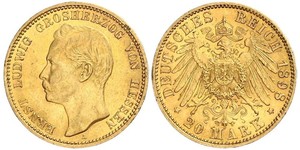 20 Mark Großherzogtum Hessen (1806 - 1918) Gold Ernst Ludwig (Hessen-Darmstadt, Großherzog) (1868 - 1937)