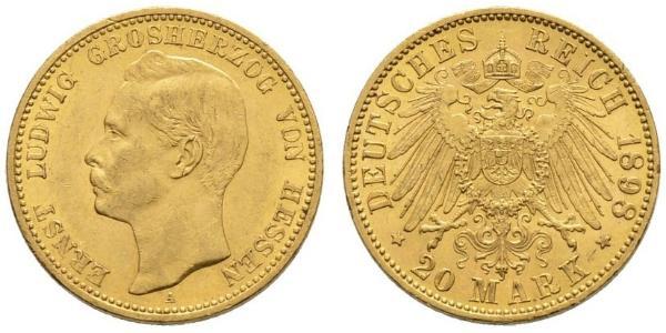 20 Mark Großherzogtum Hessen (1806 - 1918) Gold Ernst Ludwig (Hessen-Darmstadt, Großherzog) (1868 - 1937)