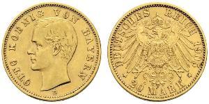 20 Mark Kingdom of Bavaria (1806 - 1918) Gold Otto of Bavaria (1848 – 1916)