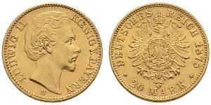 20 Mark Kingdom of Bavaria (1806 - 1918) Gold Ludwig II of Bavaria (1845 – 1886)