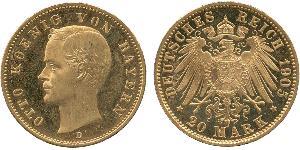 20 Mark Kingdom of Bavaria (1806 - 1918) Gold Otto of Bavaria (1848 – 1916)