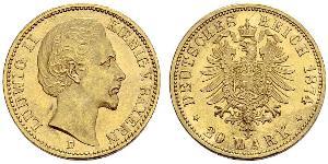 20 Mark Kingdom of Bavaria (1806 - 1918) Gold Ludwig II of Bavaria (1845 – 1886)