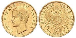 20 Mark Kingdom of Bavaria (1806 - 1918) Gold Otto of Bavaria (1848 – 1916)