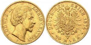 20 Mark Kingdom of Bavaria (1806 - 1918) Gold Ludwig II of Bavaria (1845 – 1886)