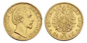 20 Mark Kingdom of Bavaria (1806 - 1918) Gold Ludwig II of Bavaria (1845 – 1886)