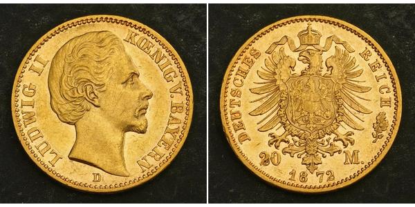 20 Mark Kingdom of Bavaria (1806 - 1918) Gold Ludwig I of Bavaria (1786 – 1868)