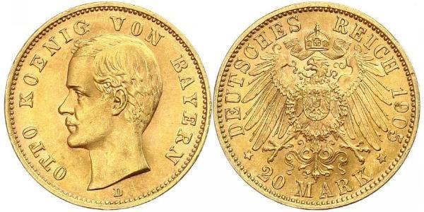 20 Mark Kingdom of Bavaria (1806 - 1918) Gold Otto of Bavaria (1848 – 1916)