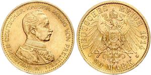 20 Mark Kingdom of Prussia (1701-1918) Gold Wilhelm II, German Emperor (1859-1941)