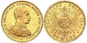 20 Mark Kingdom of Prussia (1701-1918) Gold Wilhelm II, German Emperor (1859-1941)