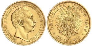 20 Mark Kingdom of Prussia (1701-1918) Gold Wilhelm II, German Emperor (1859-1941)