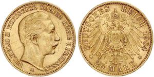 20 Mark Kingdom of Prussia (1701-1918) Gold Wilhelm II, German Emperor (1859-1941)