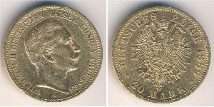 20 Mark Kingdom of Prussia (1701-1918) Gold Wilhelm II, German Emperor (1859-1941)