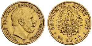 20 Mark Kingdom of Prussia (1701-1918) Gold Wilhelm I, German Emperor (1797-1888)