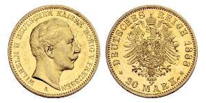 20 Mark Kingdom of Prussia (1701-1918) Gold Wilhelm II, German Emperor (1859-1941)