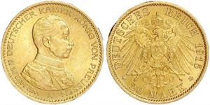 20 Mark Kingdom of Prussia (1701-1918) Gold Wilhelm II, German Emperor (1859-1941)