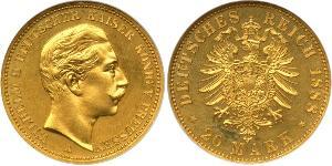 20 Mark Kingdom of Prussia (1701-1918) Gold Wilhelm II, German Emperor (1859-1941)