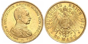 20 Mark Kingdom of Prussia (1701-1918) Gold Wilhelm II, German Emperor (1859-1941)