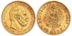 20 Mark Kingdom of Prussia (1701-1918) Gold Wilhelm I, German Emperor (1797-1888)